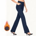 thumbnail image 6 of Womens Dress Pants Fleece Stretchy Business Casual Flare Yoga Pants Petite Lightweight Pull On Office Slacks Pockets, 6 of 9