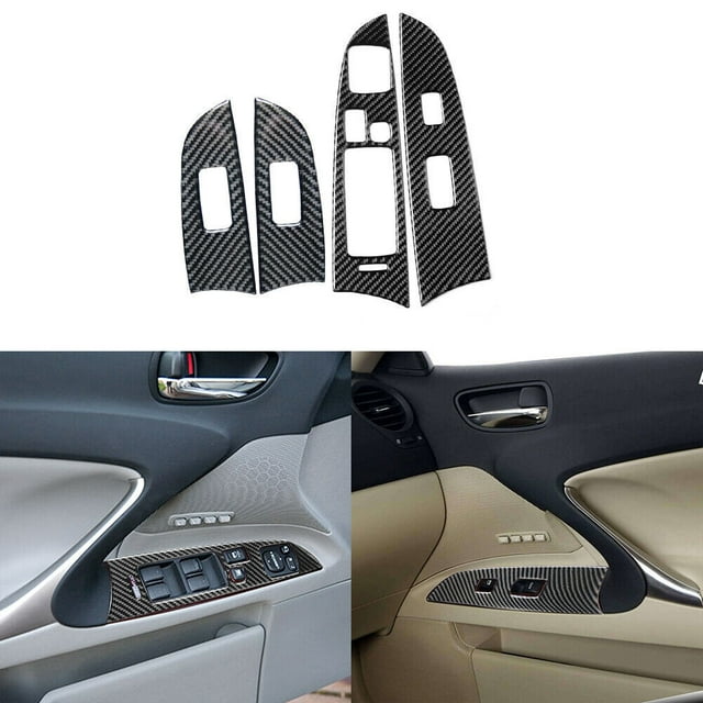 Real Bright Soft Car Interior Carbon Fiber Sticker DecorationCarbon Fiber Window Lift Switch Panel Cover For LEXUS IS250 IS350 2006-08Auto Car Protection Interior Accessories
