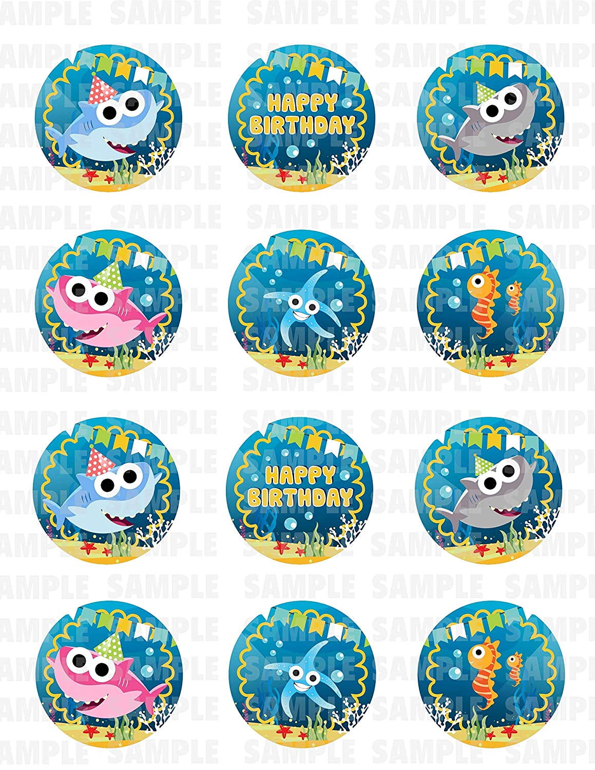 Baby Shark Edible Cupcake Toppers Image 12 Count Walmart Com Baby Shark Edible Cupcake Toppers Image 12 Count Walmart Com