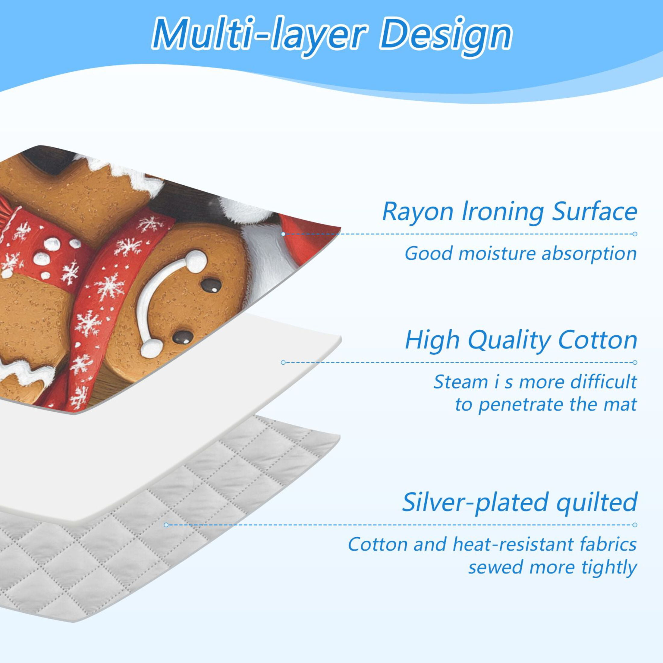 Cute Gingerbread Man Ironing Mat Blanket for Table Top Travel Portable Ironing Board Pad 47.2x27.6 Inch