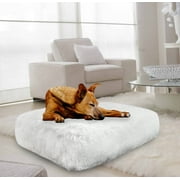 Bessie and Barnie Snow White Luxury Shag Extra Plush Faux Fur Rectangle Pet/Dog Bed
