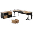 thumbnail image 4 of Tribesigns L-Shaped Executive Desk and Mobile 2 Drawer Led Light File Cabinet Combo, 29.5"H, Adult, 4 of 6