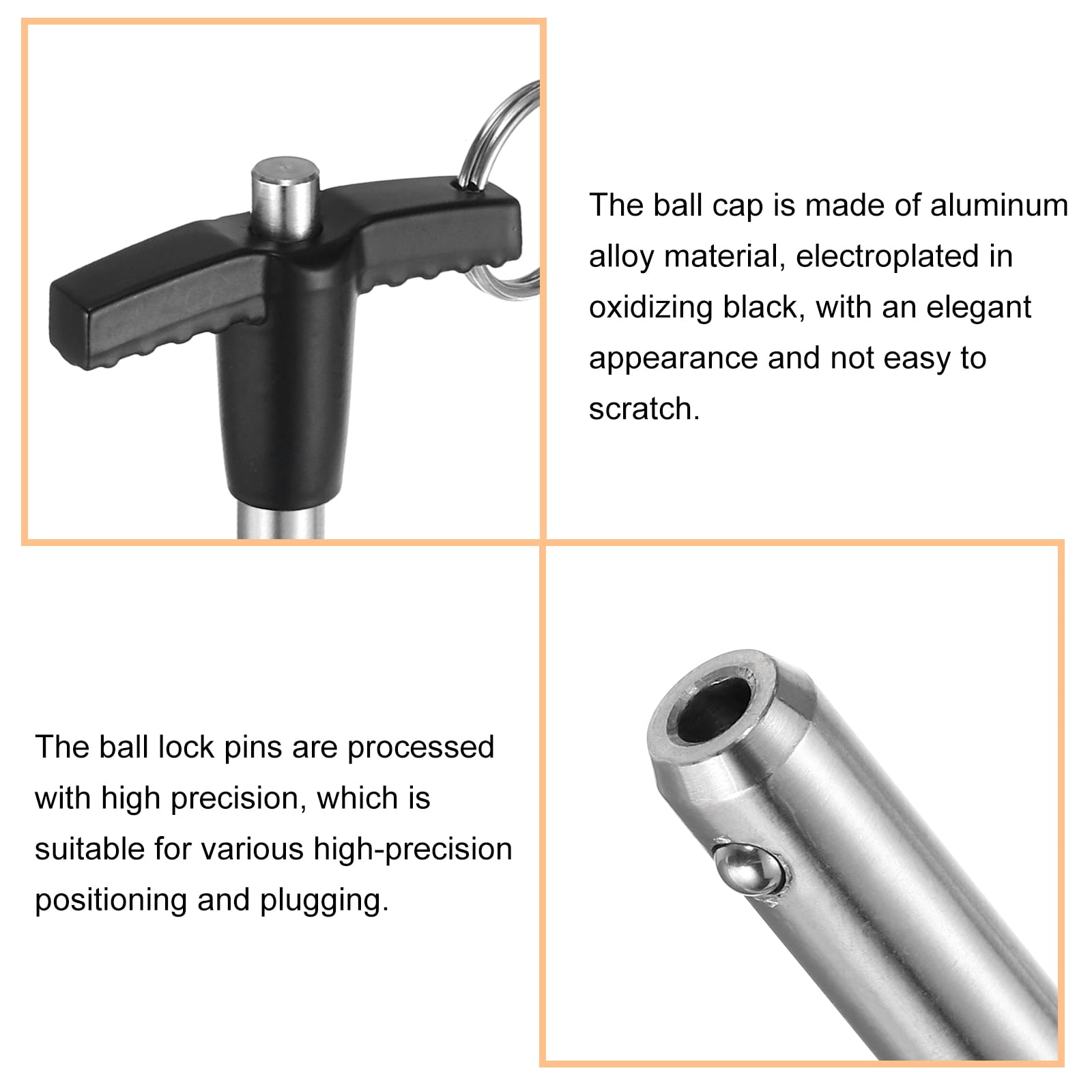 Uxcell 4Pack T Handle Lock Pins, 8mm x 60mm Usage Length Stainless Steel Push-Button Quick Release Pin