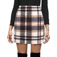 thumbnail image 6 of Douhoow Women Plaid Mini Skirt Winter Pencil Skirt Elegant Vintage Preppy Skirts for Teen Girls, 6 of 7