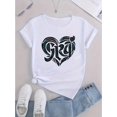 thumbnail image 2 of T-Shirt Graphique Abstrait Floral Cœur pour Femmes - Col Rond Manches Courtes, Mélange Polyester Doux, Haut d'Été Confortable pour Tenue Décontractée, T-Shirts pour Dames Fête des Pères, Fête des Mères, 2 of 6