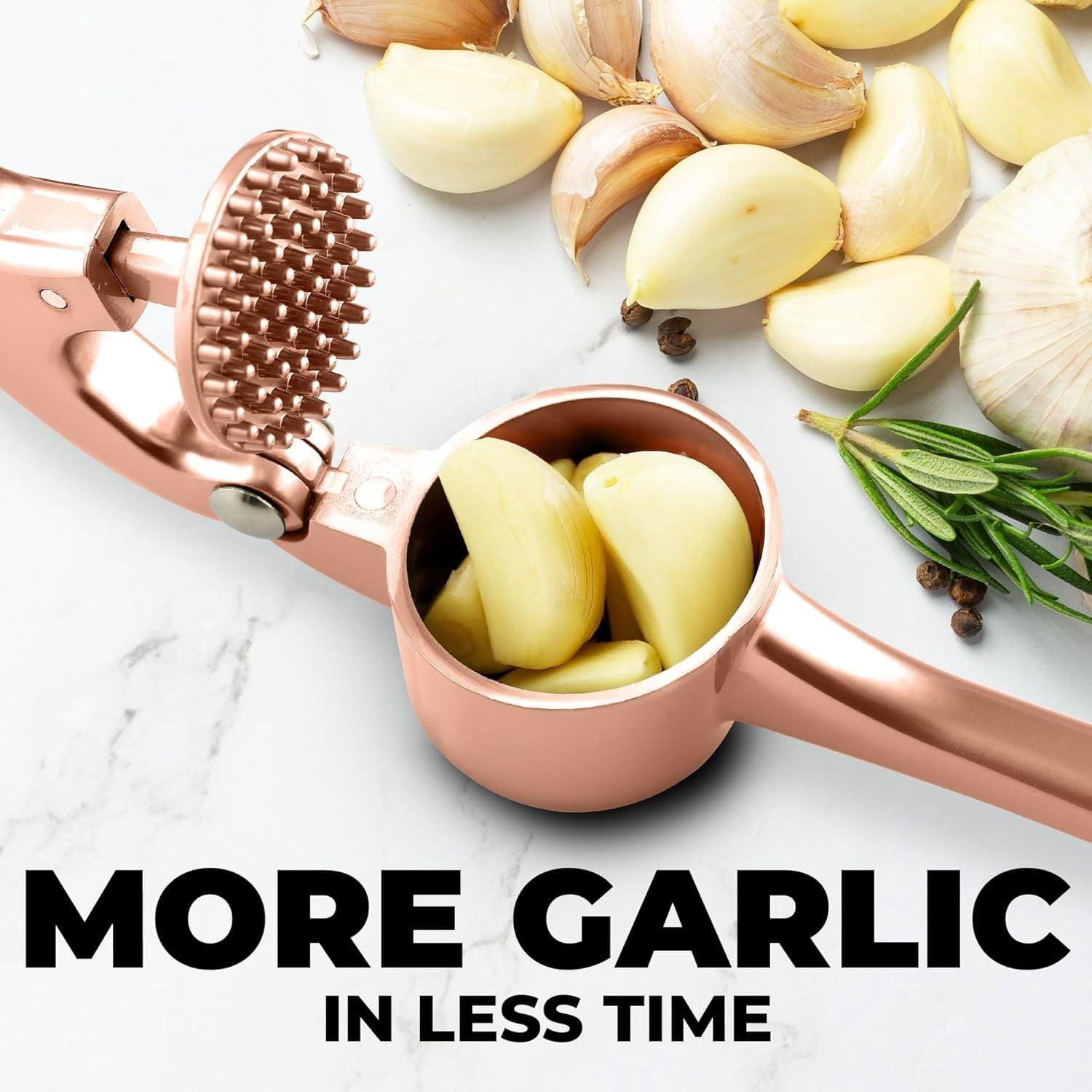 Premium Garlic Press Set Rust Proof Stainless Steel Garlic Mincer with Soft Handle Silicone Peeler and Cleaning Brush for Kitchen