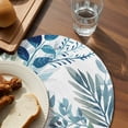 thumbnail image 3 of Navy Blue Leaves Round 13 Inch Placemats Set of 2, Summer Botanical Farmhouse Watercolor Leaf HeatResistant Non Slip Place Mats for Dining Table, Wipeable Braided Kitchen Table Mats for Housewarming, 3 of 9