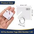 thumbnail image 2 of Uxcell 50Pcs Etiquetas Numeradas 1-50 Etiquetas de Llave Colgantes Ranuradas de Plástico con Anillos Etiquetas Colgantes Cuadradas Blancas 1.5", 2 of 7