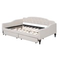 thumbnail image 2 of Euroco Linen Tufted Full Size Upholstered Daybed with 2 Drawers Beige, 2 of 15