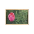 thumbnail image 1 of Polygons Wall Art with Frame, Pinkish Tulip Flower Petal on Mosaic Triangles Background Print, Printed Fabric Poster for Bathroom Living Room, 35" x 23", Olive Green and Hot Pink, by Ambesonne, 1 of 2
