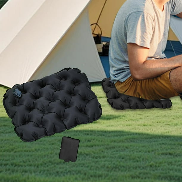 Cojín de asiento inflable almohadilla de silla de oficina plegable cojín de silla de oficina para la playa blanqueador de avión de piso de deportes al Negro
