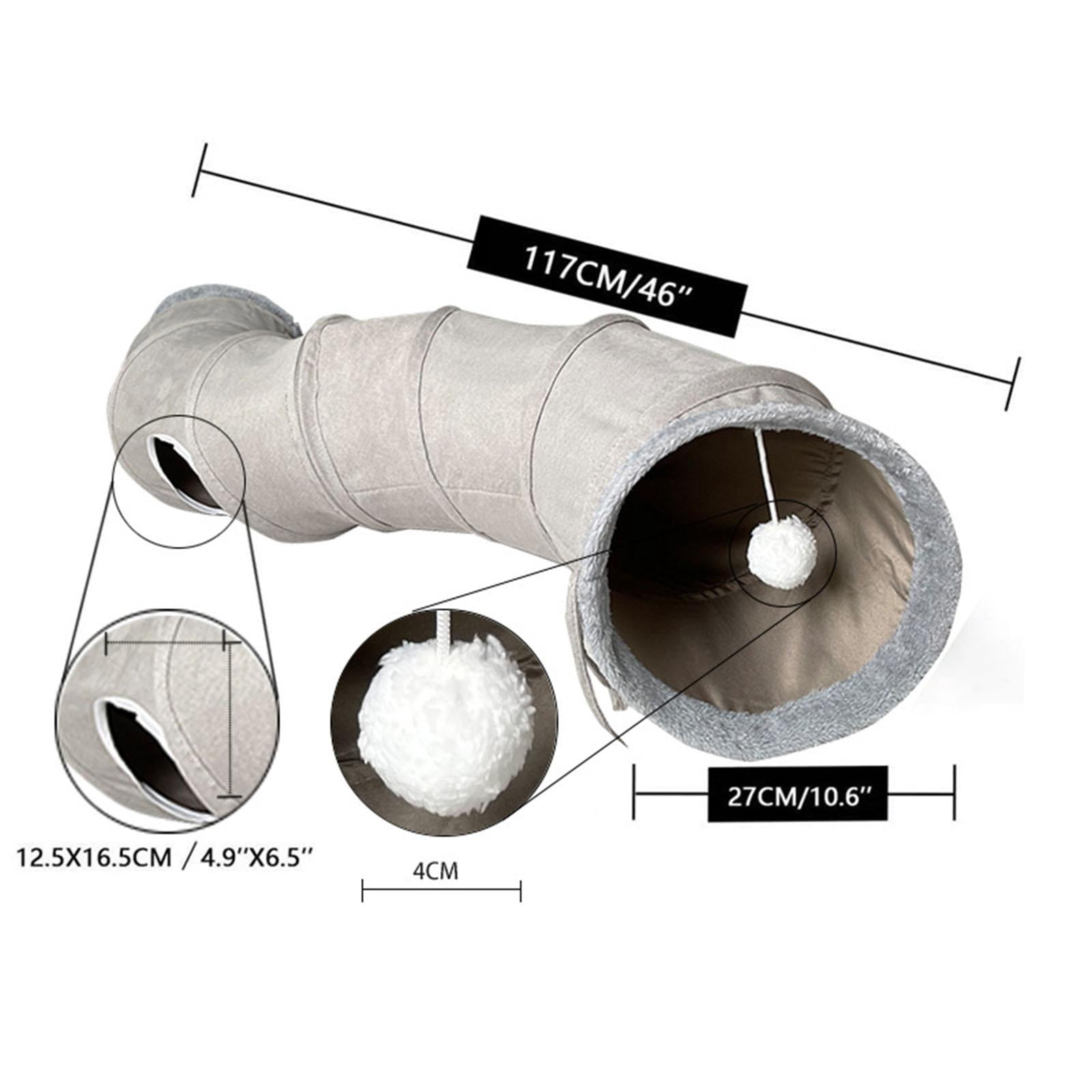 Foldable Tunnel for Indoor Cats Puppy Interactive S Shaped Pet Tunnel Kitten Suede Fabric 10.63 Inches in Diameter Tube Play Toy