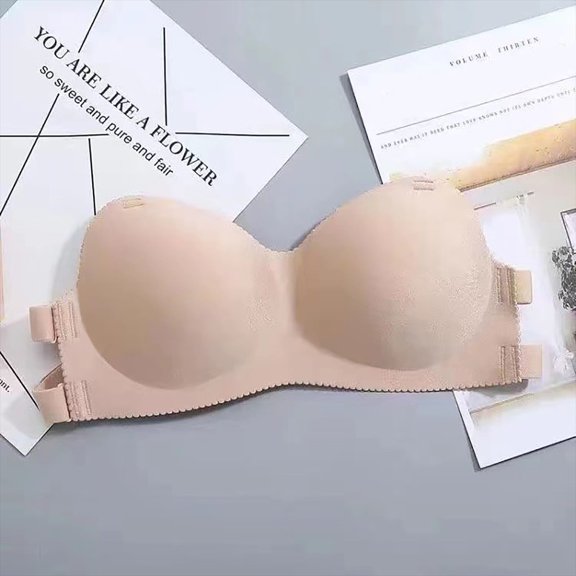 ATENAR Bras for Women,Strapless Bra,Womens Bras,Stretch Fabric,Breathable,Solid,Nylon,Spandex,Beige,Free Size