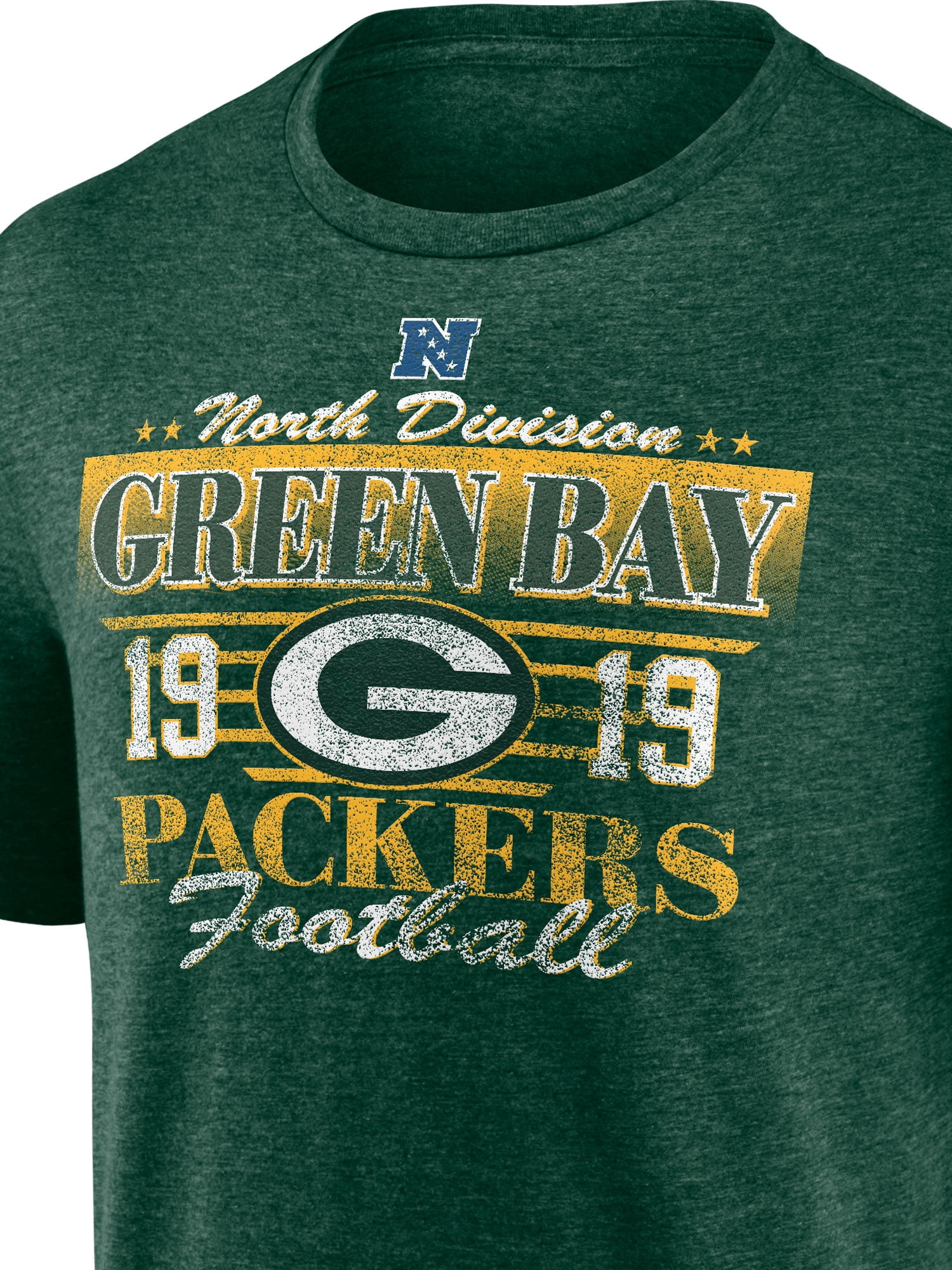 NFL Green Bay Packers Men's Synthetic Green Heather Short Sleeve T-Shirt