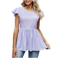 thumbnail image 1 of Timegard Hauts pour Femmes Manches Courtes Col Rond Œillet Taille Élastique Dos Nu Tunique Décontractée Habillée, 1 of 6