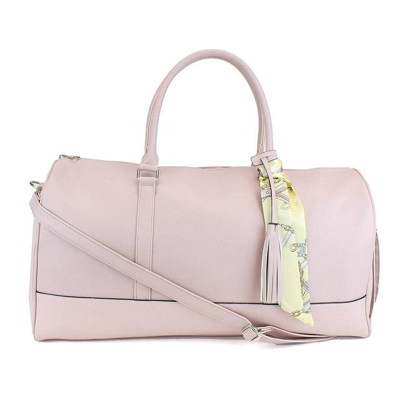 Women's Large Leather Weekender Duffel Bag with Satin Interior - Big 22  Carry-On Size - Pink - Walmart.com