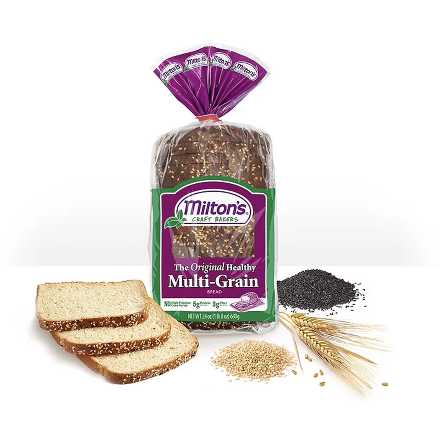 Miltons Multi-Grain Sandwich Bread, 24 oz Loaf, Shelf Stable
