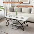 thumbnail image 6 of Costway Industrial Engineered Wood Coffe Table with Storage Shelf, White, 6 of 10