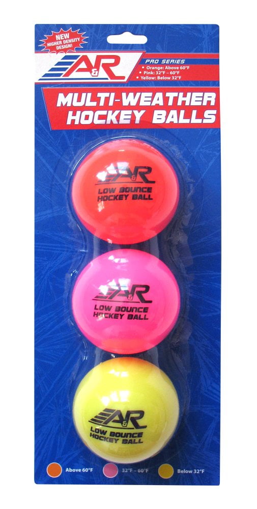 A&R Low Bounce Street Hockey Ball Yellow 32℉ and Below Pack of 2 