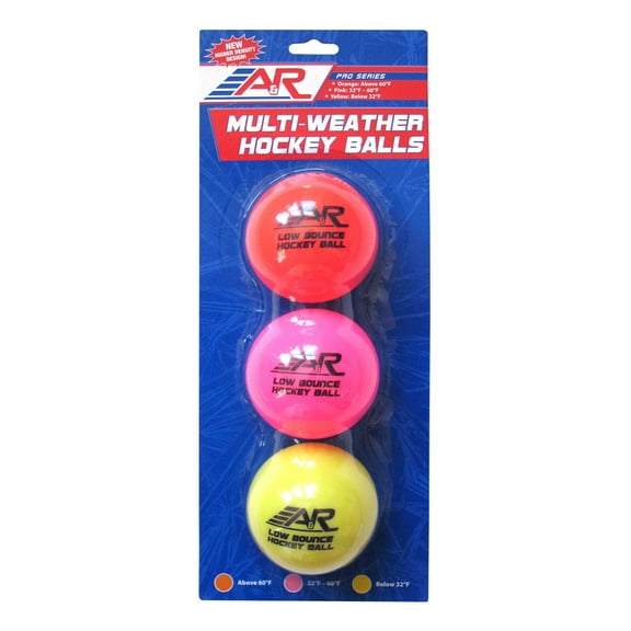 A&R Sports Low Bounce Multi Weather Hockey Balls 3-Pack