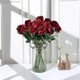thumbnail image 2 of 12 PCS Artificial Roses, 50cm Single Long Stem Fake Rose (Wine Red), 2 of 5