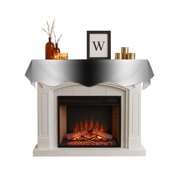 Black Grey White Fireplace Mantel Scarf Cover 60"Wx17"L,Fireplace Mantel Shelf Top Runner,Farmhouse Ombre Color Modern Simple Mantle Dresser Scarves Table Runner for Holiday Party Living Room Decor