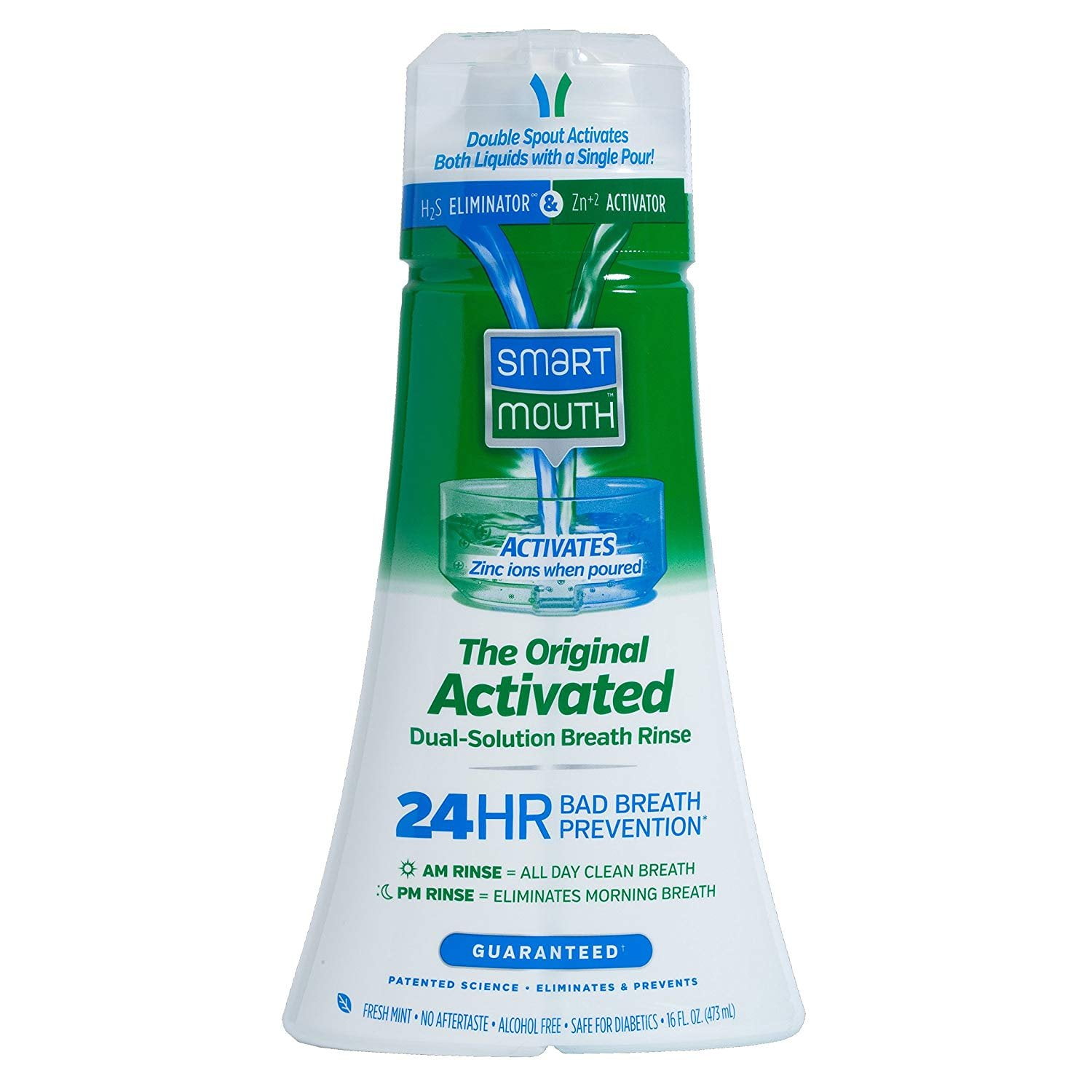 SmartMouth Bad Breath Dual-Solution Rinse Mouthwash, Mint, 16oz, 9-Pack