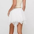 thumbnail image 4 of Short Skirts for Women On Under $10 Fashion Solid Color Lace Stacking Lrregular Bottom Layer Short Skirt, 4 of 8