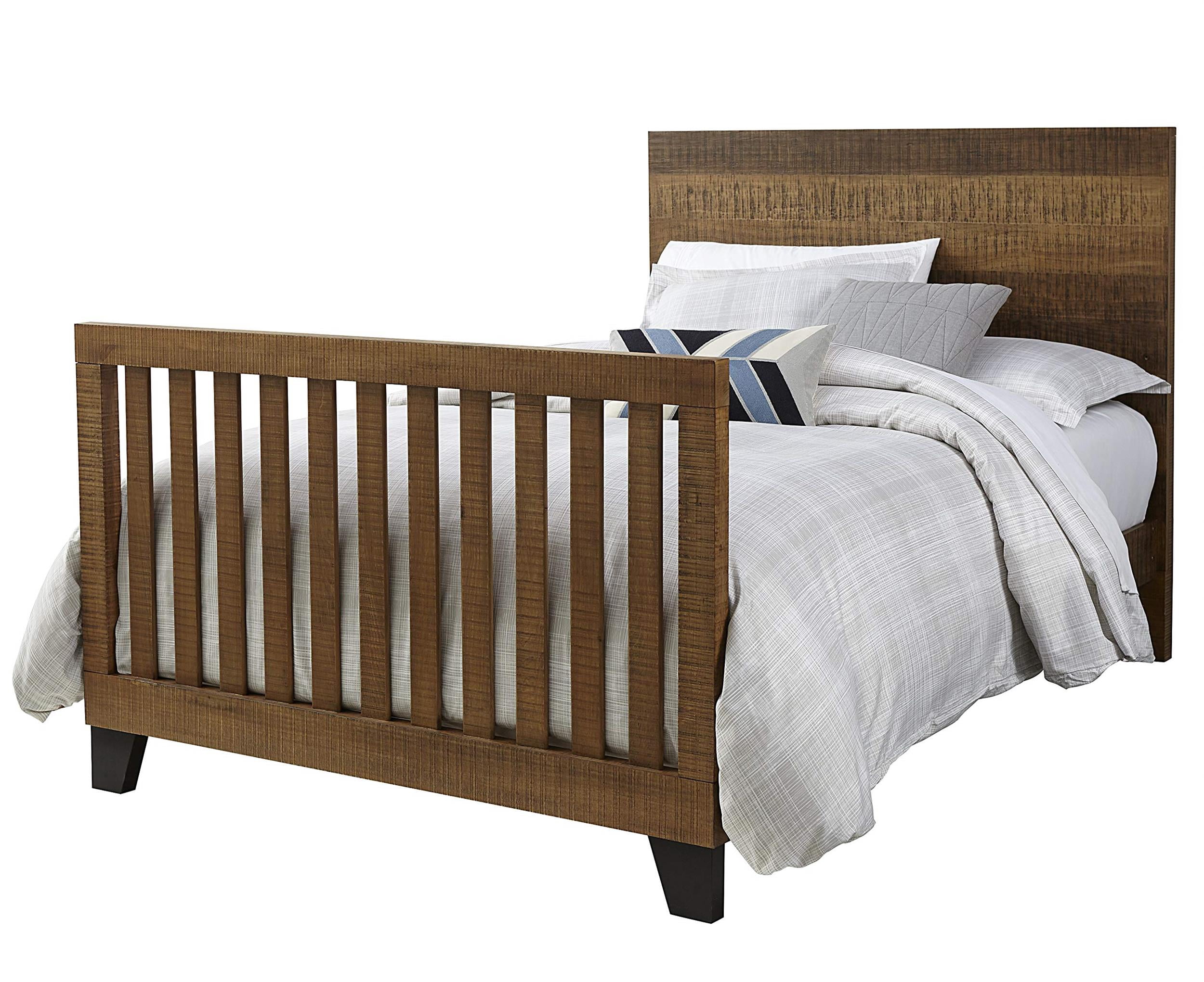 Pemberly Row Urban Rustic Transitional Wood Bed Rails in Brushed Wheat Brown