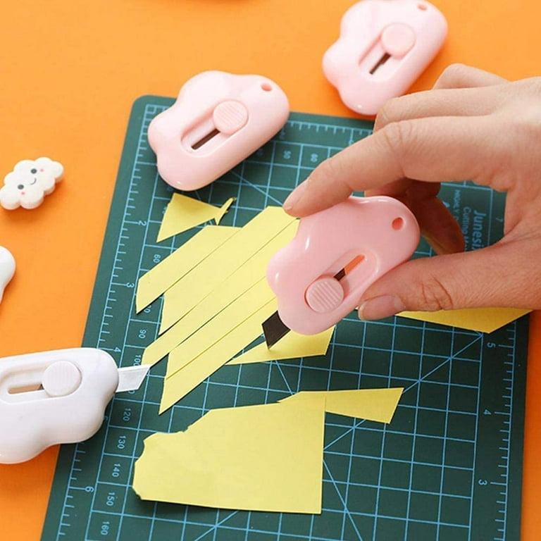 8 Pieces Mini Utility Knives Cloud and Flower Shaped Box Cutter Retractable  Letter Opener Paper Envelope Cutter Carton Portable Cutter with Hole for