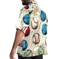 thumbnail image 3 of Baseball Men's Casual Printed Poplin Short Sleeve Button Down Beach Shirt with Spread Collar Top, 3 of 6