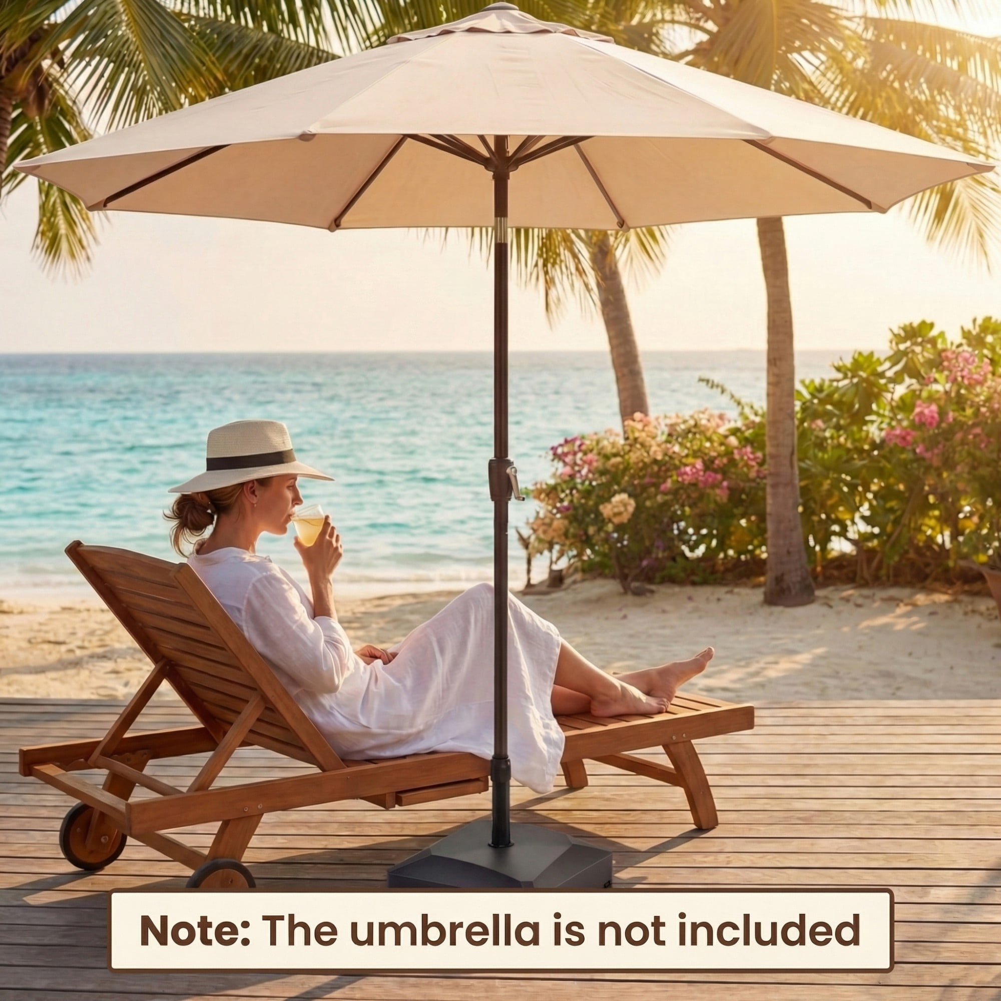 ELLEGNT Fillable Patio Umbrella Base - 176 lbs, 4 Mobile Wheels + 2 Locks, Fits 1.4-1.9" Pole