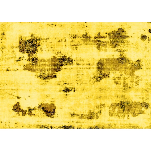 Ahgly Company Machine Washable Indoor Rectangle Abstract Yellow Modern Area Rugs, 4' x 6'