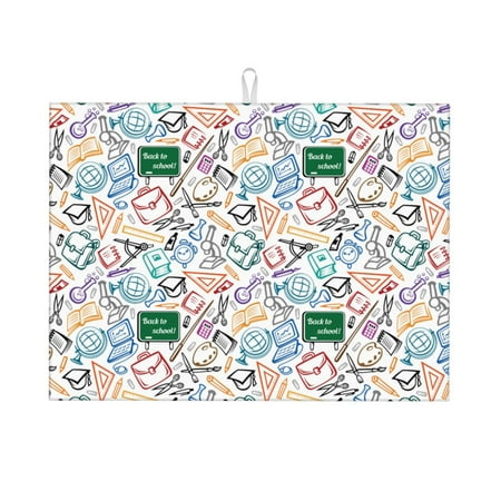 

Cauagu Dish Drying Mat 24*18 inch Absorbent Dish Drainer Kitchen Counter Dish Drying Pad for Countertops Sinks Draining Racks( Back To School)