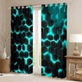 thumbnail image 2 of Manfei Abstract Geometric Geometric Blackout Curtains Set of 2 (52x84 Each),Honeycomb Hexagon Window Curtains,Cyan Black Curtains and Drapes For Cteens,Breathable Home Decor, 2 of 6