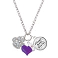 thumbnail image 1 of Delight Jewelry Silvertone Large Paw with Clear Crystals - Purple Heart Nurse Strong Zoe Necklace, 1 of 4