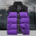 thumbnail image 2 of Busydd Plus Size Puffer Vest M-5XL Casual Warm Men's Outerwear Vests Sleeveless Zipper Puffy Vest Color Patchwork Trendy Oversized Puffy Vest with Pockets, 2 of 3