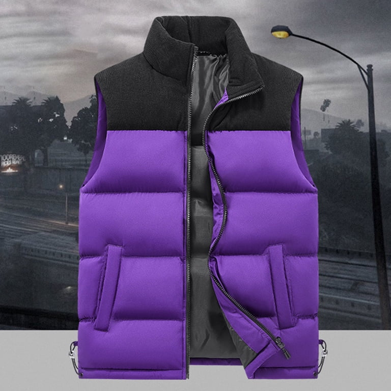 Olyvenn Men's Puffer Vest Loose Fit Casual Stand Collar Quilted