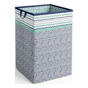 Bacati Collapsible Cotton Percale Fabric Laundry Hamper, Tribal Noah Mint