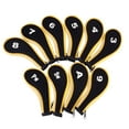 thumbnail image 3 of Almencla 10 Pieces Colorful Golf Iron Headcover Set Golf Club Head Cover Sticky Protector Yellow and Black, 3 of 8