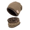 thumbnail image 1 of 2pcs/set Autumn Winter Plush Knitted Kids Warm Beanies Hat Scarf (Black), 1 of 5