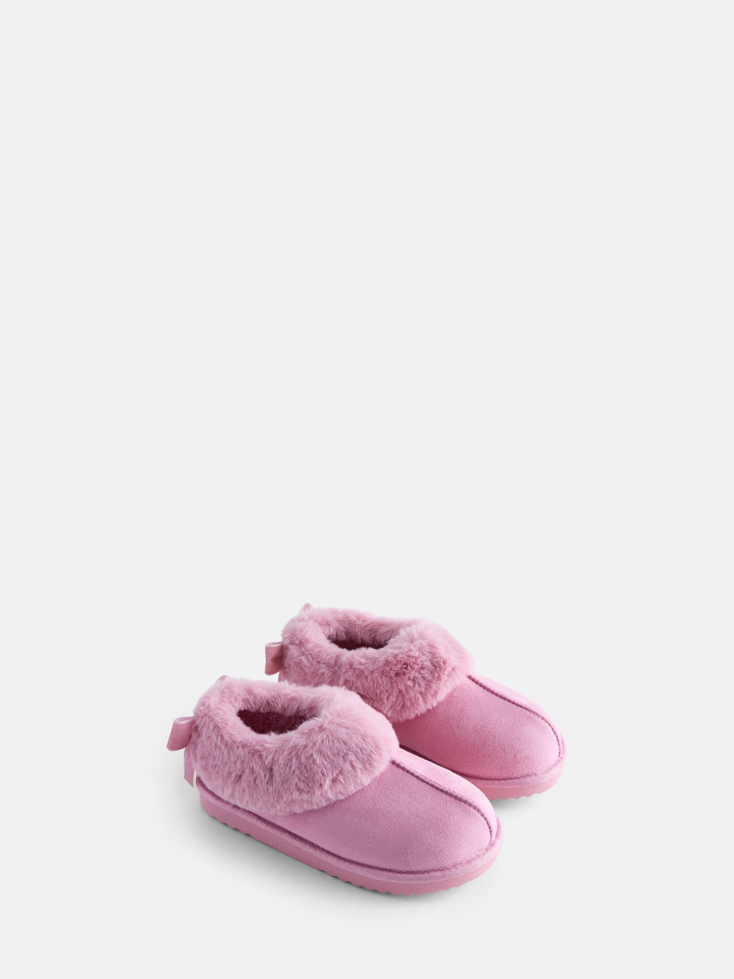 Wonder Nation Baby, Toddler, Little and Big Girls Faux Fur Trim Slippers
