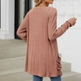 thumbnail image 4 of BXINGOHAI Women's Open Front Cardigan Solid Long Sleeve Tops Soft Comfy Casual Outwear Coats With Pockets Pink,XXL, 4 of 4