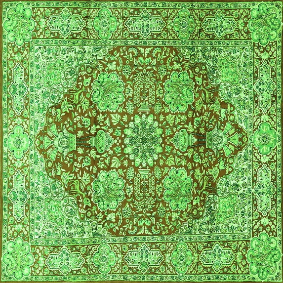 Ahgly Company Indoor Square Persian Green Traditional Area Rugs, 7' Square