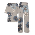 thumbnail image 4 of Jxximdong Pajamas for Women Set Summer Cotton Linen T Shirts Straight Leg Pant Plus Size 2 Piece Set Grey Loungewear M, 4 of 5