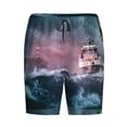 thumbnail image 4 of Fotbe Boat Lighthouse Storm Waves Pajama Shorts for Men, Men's Pajama Bottoms, Sleepwear,Short Pajama Pants-Small, 4 of 9