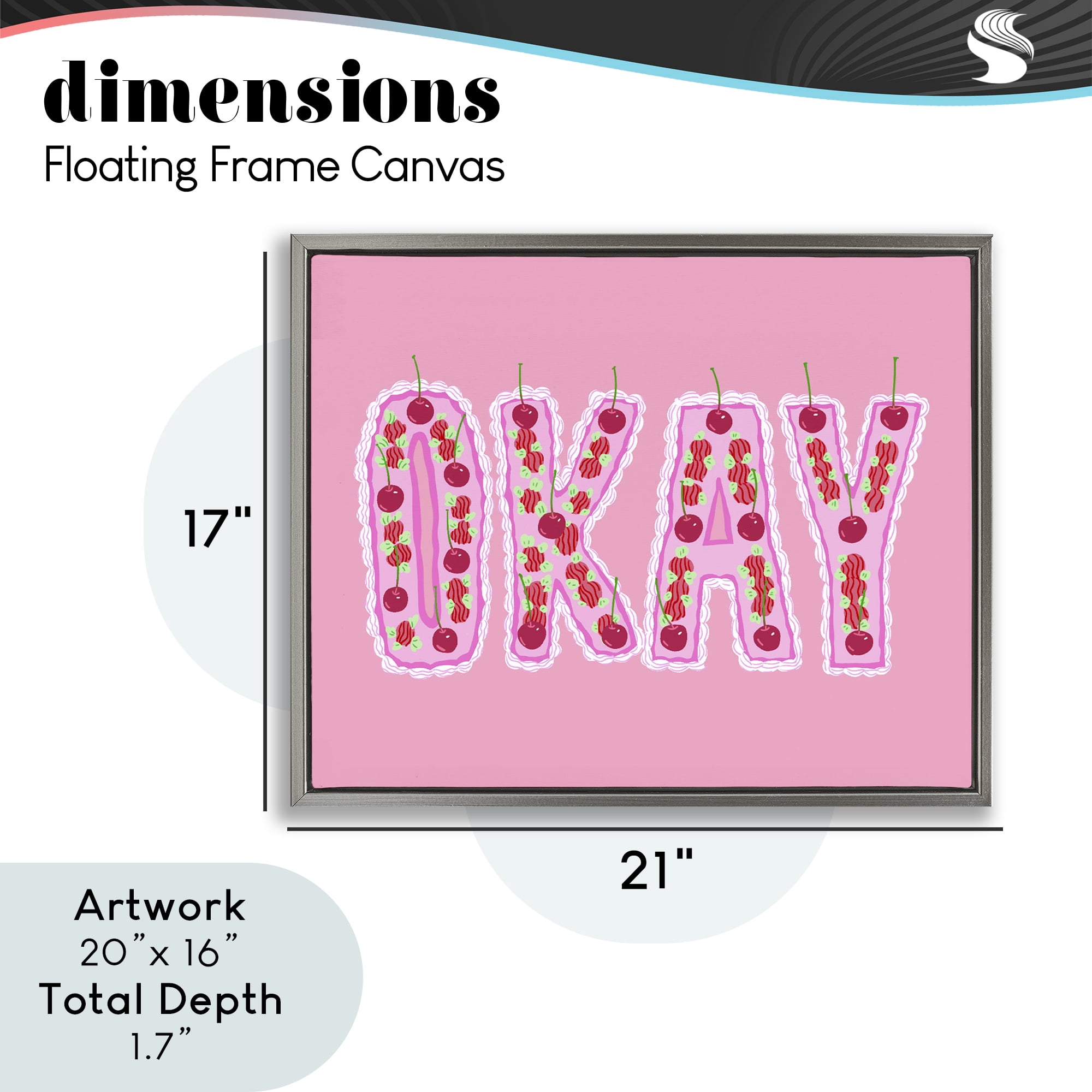 Stupell Industries Okay Pastel Cherry Cake Gray Framed Floater Canvas Wall Art, design by Ziwei Li