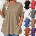 thumbnail image 1 of Top de encaje color crema,Blusa informal de manga corta con botones, cuello redondo, poliéster, talla grande, largo normal para mujer, sopatenor, 1 of 9