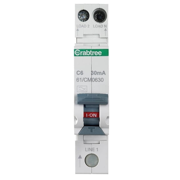 CRABTREE - 6A 30mA RCBO single module C Curve