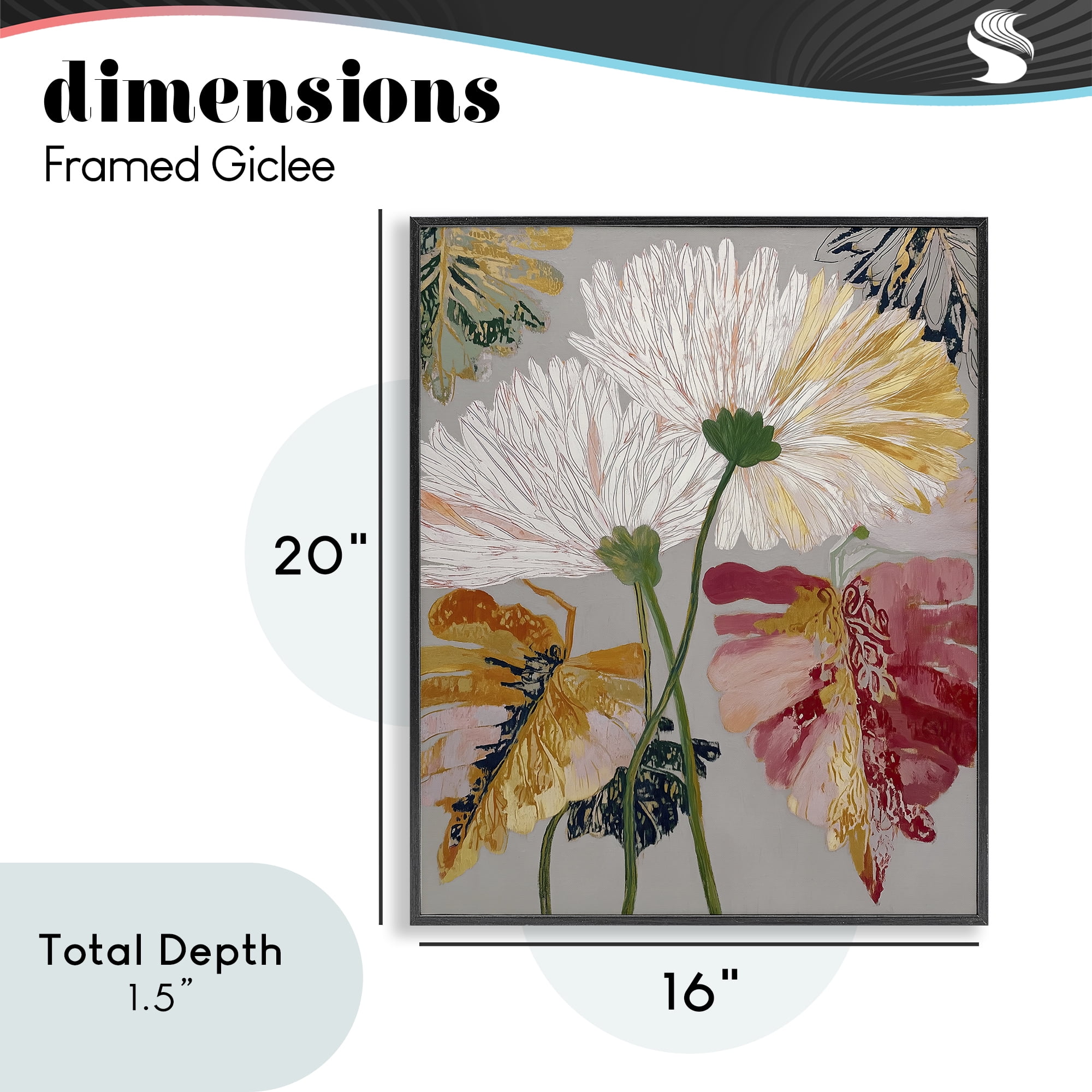 Playful Assumptions Flowers Black Framed Giclee Art, design by Annabelle Hall